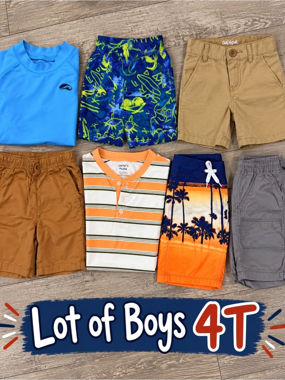 Carter's Orange & White Striped Henley Top for Boys - 4T